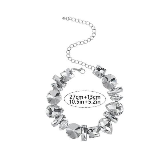 Silver Crystal Chokers: Rhinestone Necklaces - - Picture 4 of 14